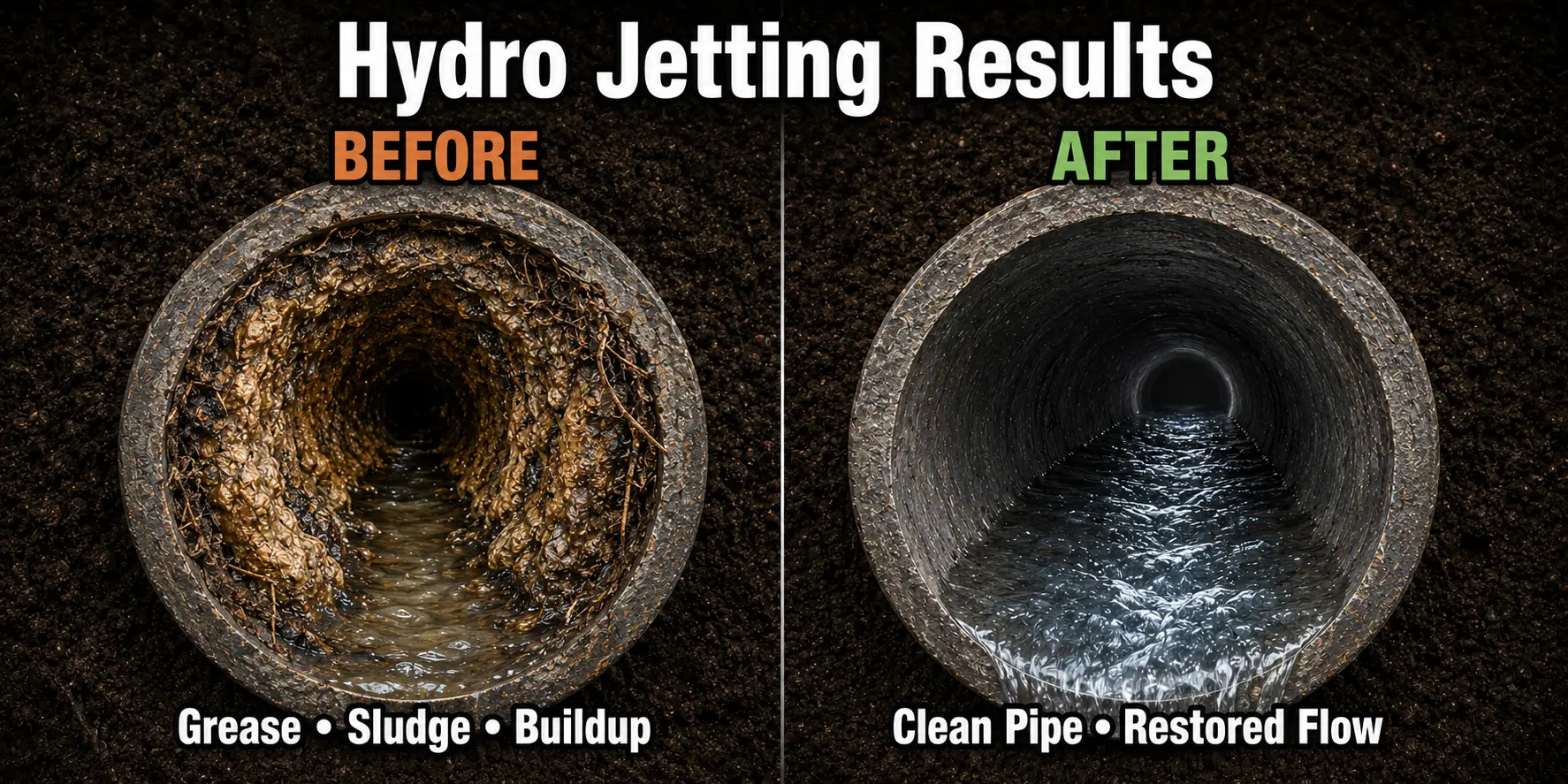 Fairfax County Virginia Hydro Jetting Before After
